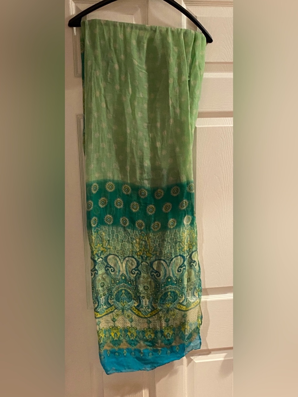 Light Green & Teal Printed Swim Sarong Cover-Up